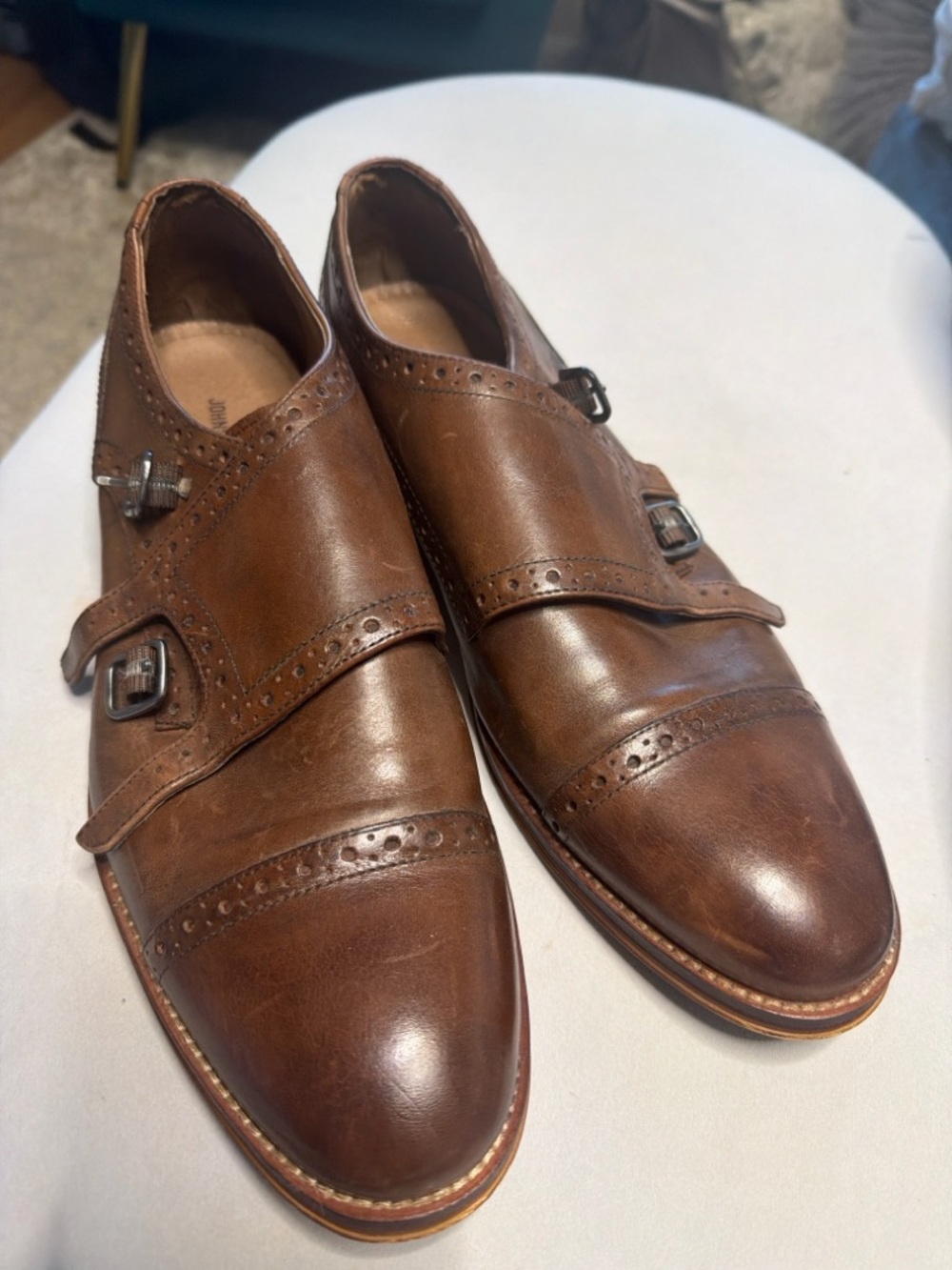 Johnston & MurphyMen's Double Monk Strap Dress Shoes - Brown Leather